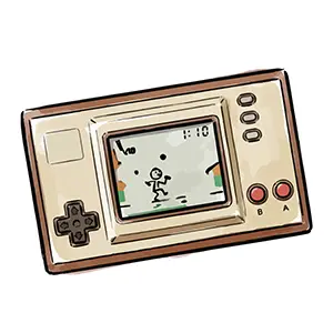 昭和に流行した携帯型液晶ゲーム機のレトロなイラスト